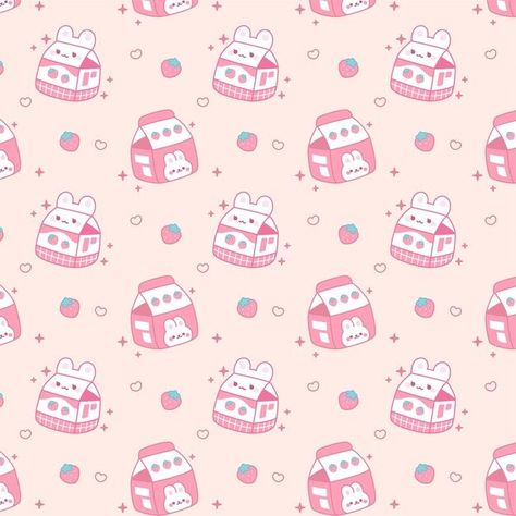 Ndutfrea | Freepik Strawberry Milk Kawaii, Kawaii Pattern, Cute Strawberry, Strawberry Milk, Kawaii Art, Iphone Wallpapers, Vector Photo, Surface Pattern, Seamless Pattern