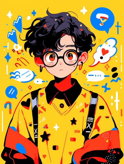 Gamer Boy Drawing, Person With Glasses, Men Character Design, Shirt Drawing Reference, Characters With Glasses, Character With Glasses, Chibi Boy, Cartoon Style Drawing, Chibi Style