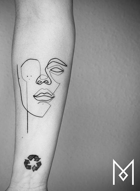 Womens Face Tattoo, Geometric Elephant Tattoo, Tattoo Lines, Continuous Line Tattoo, Womens Face, Mo Ganji, Face Tattoos For Women, Tatuagem Masculina Pequena, Inner Forearm Tattoo