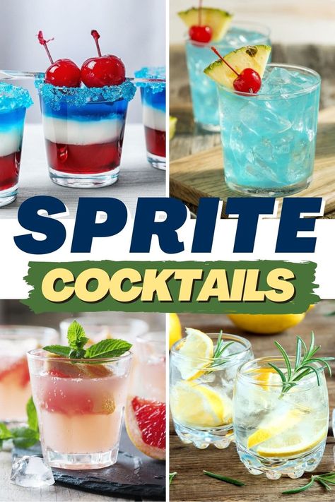 These Sprite cocktails are light, bubbly, and incredibly zesty! From pink vodka lemonade to an old-fashioned to a dirty Shirley, you can't go wrong with these boozy drinks. Alcoholic Drinks With Sprite, Sprite Mixed Drinks, Sprite Cocktails, Alcoholic Lemonade Drinks, Sprite Drink, Drinks With Grenadine, Drinks With Sprite, Sprite Recipe, Vodka Sprite