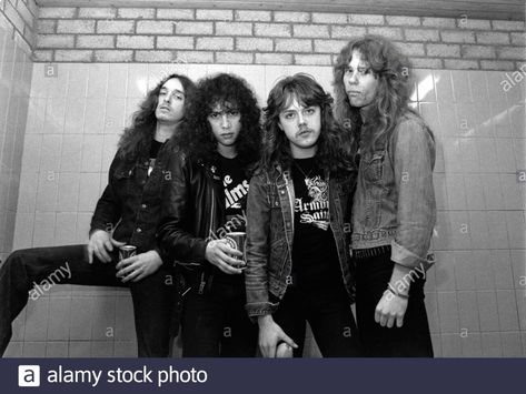 ZWOLLE, THE NETHERLANDS - FEBR 11, 1984: Metallica in the dressing room just before their first concert in the Netherlands in the IJsselhal in Zwolle Stock Photo - Alamy Kirk Metallica, Bob Rock, Metallica Band, Robert Trujillo, Cliff Burton, Kirk Hammett, James Hetfield, Mötley Crüe, Random Photos