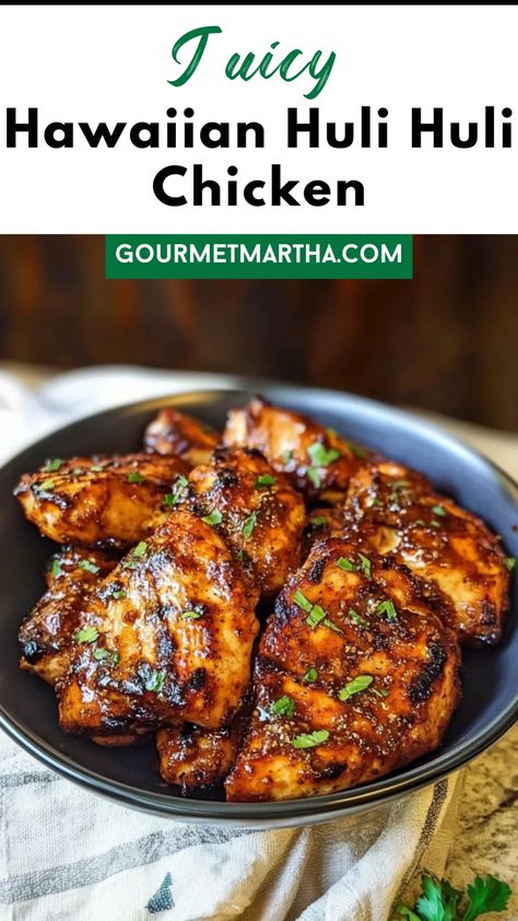 Bring the tropical flavors of Hawaii to your table with this tender, sweet, and savory chicken recipe. Perfect for dinner ideas or quick lunch recipes, this dish is a family favorite that pairs perfectly with salads or rice. Your next favorite meal is just a click away! #chickenrecipes #hulihulichicken #dinnerideas #quicklunchrecipes #hawaiianfood #easychickenrecipes #healthydinner #grilledchicken #chickenbreastrecipes #familydinner Hawaiian Barbecue Chicken, Hulu Hulu Chicken, Hawaiian Huli Huli Chicken, Sweet And Savory Chicken, Hawaiian Grilled Chicken, Hawaiian Chicken Recipes, Huli Chicken, Huli Huli, Huli Huli Chicken