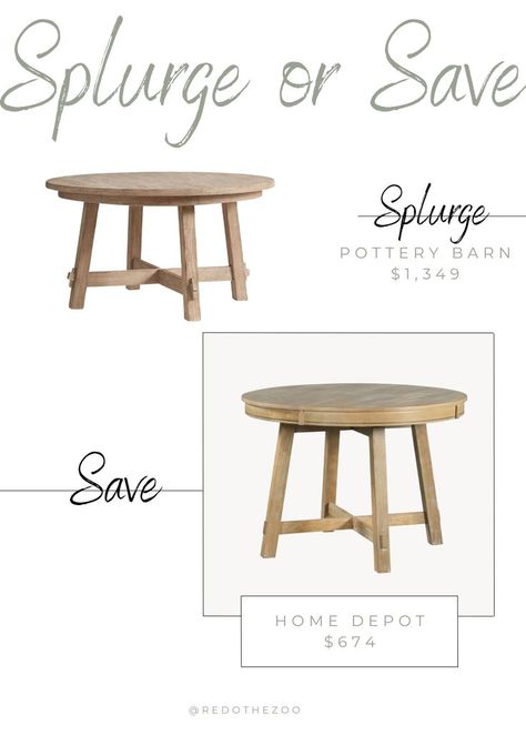 Round wood dining table Toscana Dining Table, Studio Mcgee Furniture, Mcgee Furniture, Pottery Barn Dining Room, Coastal Dining Table, Dining Table Pottery Barn, Pottery Barn Dining, Restoration Hardware Furniture, Pottery Barn Table