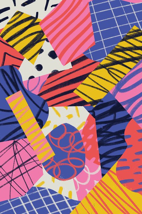 Abstract prints on Behance Geometric Collage Art, Motif Art Deco, Posca Art, Collage Vintage, Graphic Design Pattern, Pattern Illustration, Geometric Art, Graphic Design Inspiration, 그림 그리기