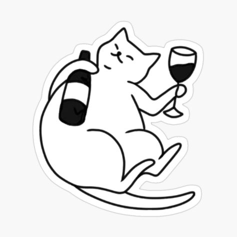 Get my art printed on awesome products. Support me at Redbubble #RBandME: https://www.redbubble.com/i/sticker/Funny-Cat-Drinking-Wine-Artline-by-Apparelland1/157007163.EJUG5?asc=u Cat Drinking Wine, Drunk Cat, Cat Wine, Wine Stickers, Michelada, Cat Doodle, Drinking Wine, Cat Drinking, Sticker Funny