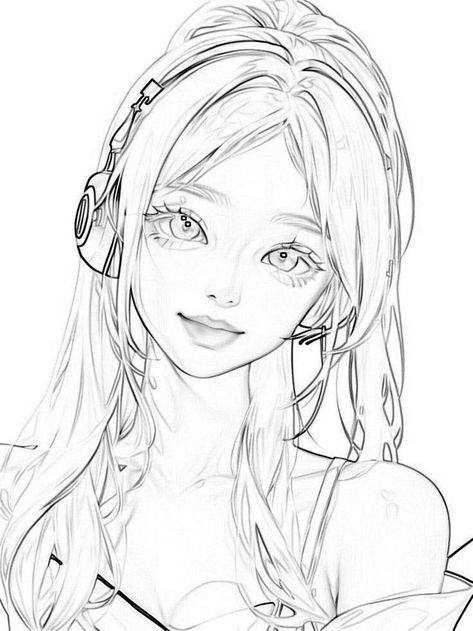 . Beautiful Pencil Sketches, Art Coloring Pages, Anime Face Drawing, Manga Coloring Book, Pencil Sketch Images, 캐릭터 드로잉, Digital Art Anime, Coloring Book Art, Art Tutorials Drawing