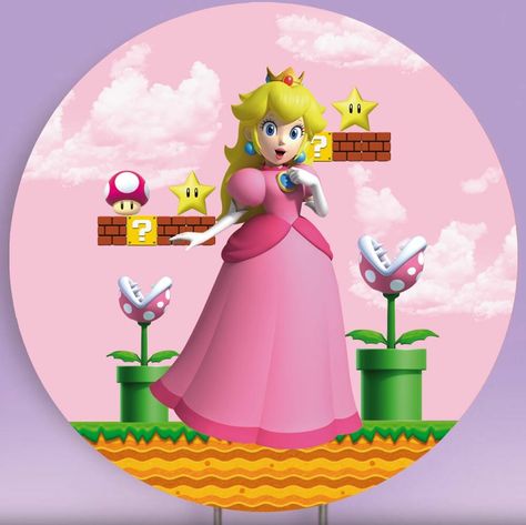 Elástico Mario Bross Niña B439 1st Birthday Background, Peach Mario Bros, Super Mario Bros Birthday Party, Descendants Party, Peach Mario, Peach Baby Shower, Mario Bros Birthday, 1st Birthday Party For Girls, Mario Bros Party