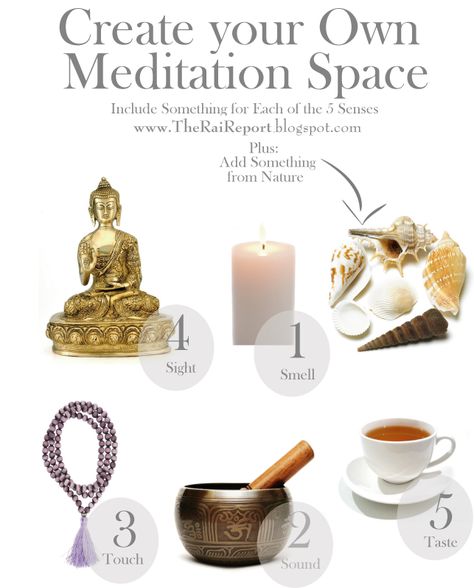 I like this simple and strait forward idea of how to create a small meditation space in your home. Love the idea of touching on all five senses. Meditation Corner, Meditation Rooms, Zen Room, Zen Space, Yoga Space, Zen Meditation, Qi Gong, Samana, Meditation Space