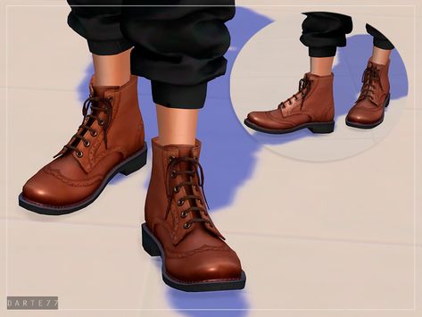 Darte77's Brogue Boots - For Females The Sims 4 Cc Victorian Clothes Male, S4cc Shoes, Sims 4 Men Clothing, V Neck Tshirt, Die Sims 4, Cc Shoes, Cc Mods, Male Shoes, Sims 4 Cc Shoes