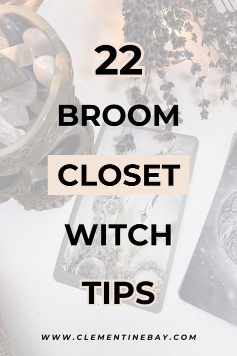 Here are 22 tips for broom closet witches. Read broom closet witch altar ideas and everyday tips for witches in the broom closet. Witch Supply Storage, How To Make A Broom, Closet Witch Altar, Witch Altar Ideas, Energy Cleansing Bath, Witch Tips For Beginners, Broom Closet Witch, Witchcraft Altar Ideas, Spiritual Bath Recipes