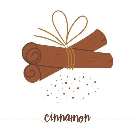 Cinnamon Logo Design, Cinnamon Rolls Logo Ideas, Veggie Illustration, New Year Symbols, Stick Drawings, Sticker Making, Background Cute, Christmas Spices, Funny Illustration