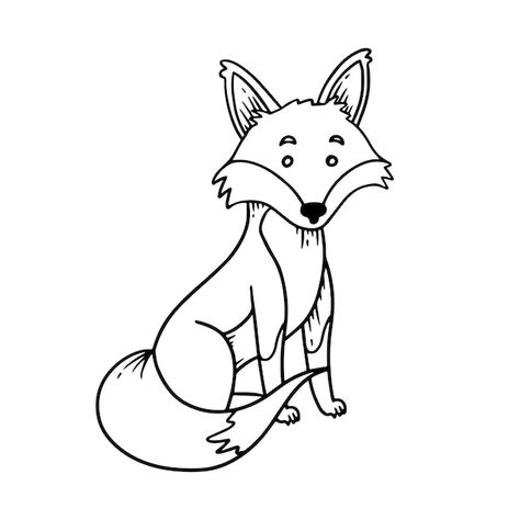 Fox Outline, Hand Drawn Fox, Elephant Outline, Illustration Minimal, Animal Outline, Minimal Illustration, Fox Drawing, Fox Eyes, Outline Illustration