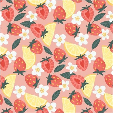 Strawberry Lemonade Wallpaper, Lemon Background, Strawberry Drawing, Shallow Bowls, Strawberry Art, Fruit Cookies, Conversational Prints, Fruit Wallpaper, Strawberry Lemon