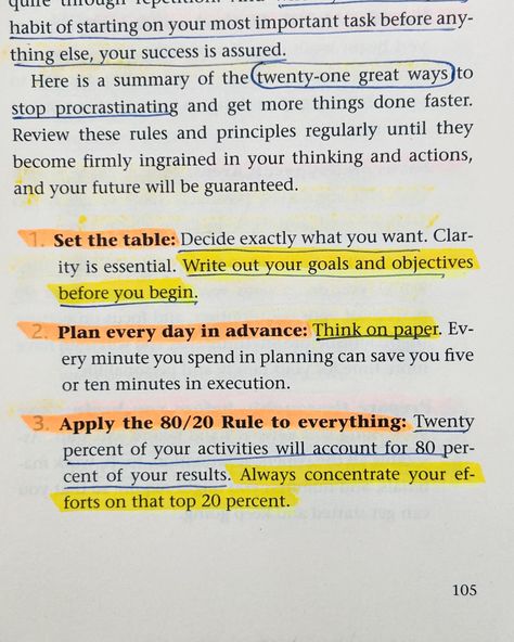 ✨We often waste our time in procrastinating our to- do list and this is the reason we are unable to complete our tasks on time. ✨It used to happen to me a lot. I always procrastinated my tasks until my deadline. My school homework was always I completed with blank pages in between the chapters and even my projects were never completed on time. ✨When I read eat that frog, i realised I should have read this book earlier. The book provided 21 tips to overcome procrastination and complete your... Eat That Frog, Effective Leadership Skills, Book Extracts, Overcome Procrastination, Journal Inspiration Writing, School Homework, Proverbs Quotes, Financial Life Hacks, Daily Positive Affirmations