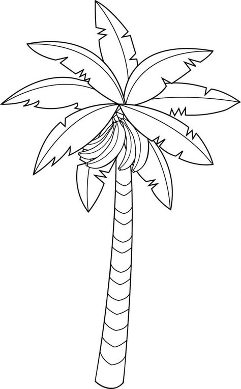 Banana Fruit Tree Coloring Pages Animal Colouring, Tree Drawing Simple, Trees For Kids, Tree Coloring, Leaf Coloring Page, Tree Outline, Jungle Tree, 29 October, Kindergarten Coloring Pages