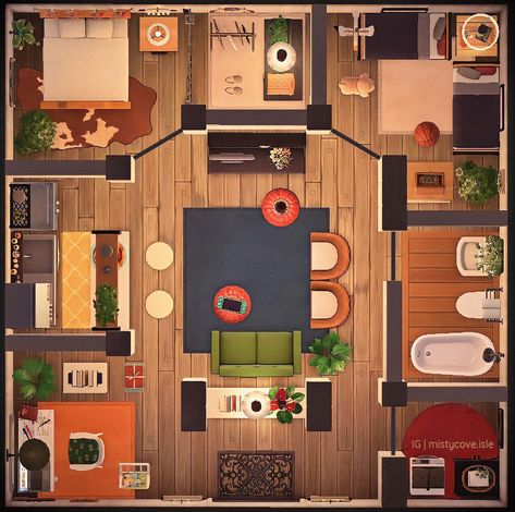 Acnh Apartment Layout, Acnl Paintings, Acnh Layout, Two Bedroom Floor Plan, Habbo Hotel, Acnh Inspiration, Two Bedroom Apartment, Interior Floor Plan, Ac New Leaf