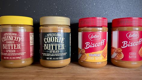 Trader Joe's Speculoos Vs. Lotus Biscoff: The Battle For The Better Cookie Butter - Tasting Table Trader Joes Cookie Butter, Speculoos Cookie Butter, Speculoos Cookies, Spice Bread, Biscoff Cookie Butter, Biscoff Cookies, Lotus Biscoff, Cookie Butter, Crunchy Cookies