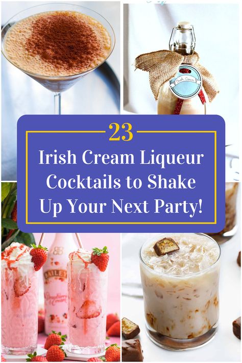 Collage of 4 irish cream liqueur cocktails. Irish Cream Drinks Cocktails, Drinks With Irish Cream Liquor, Cream Liqueur Cocktails, Irish Cream Liquor Recipes, Irish Cream Cocktails, Pub Recipes, Irish Cream Drinks, Liqueur Cocktails, Irish Cocktails