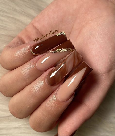 Houston Nails, Anniversary Nails, Sophisticated Nails, Brown Acrylic Nails, Brown Nails Design, Acrylic Nail Set, Gel Acrylic Nails, Nails Now, Grunge Nails