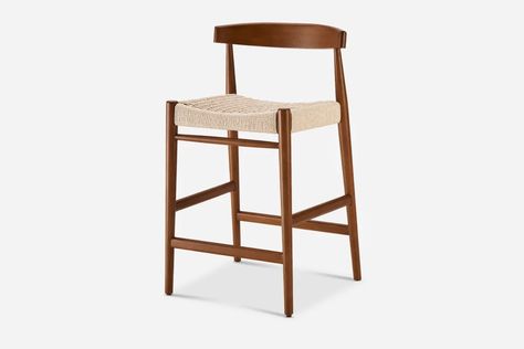 Austen Counter Stool, Walnut Stain | Castlery US Studio Table, Walnut Stain, Woven Paper, Counter Stool, Counter Stools, Tapered Legs, Walnut, Stain, Lounge