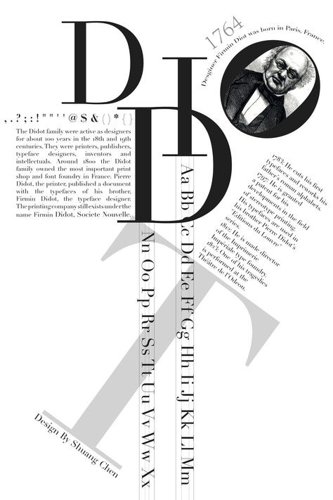 A storytelling infographic about Didot font history Didot Poster, Didot Typography, Didot Font, Cocktail Book Design, Typeface Poster, Typographic Poster Design, Typography Book, Typo Poster, Type Specimen