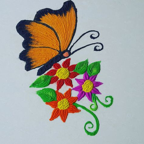 Butterfly flower rangoli Butterfly Rangoli Design, Aesthetic Rangoli, Butterfly Kolam, Butterfly Rangoli, Rangoli Designs Simple, Simple Rangoli Designs, Rangoli Designs Simple Diwali, Butterfly Designs, Small Rangoli