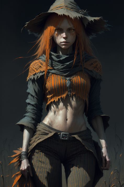 Female Scarecrow, Tragic Characters, Scarecrow Illustration, Scarecrow Tattoo, Scarecrow Costume, Pumpkin Fall, Fantasy Inspiration, Dnd Characters, World Of Warcraft