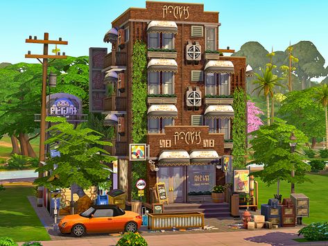 Sims 4 Live In Business, Sims 4 Public Lots, Sims 4 Hotel Build, Sims 4 For Rent, Sims 4 Hotel, Sims4 Ideas, Ts4 Builds, Sims Lots, Sims4 House