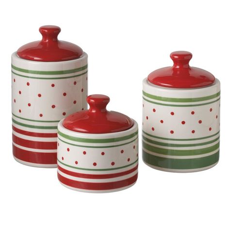 Striped Canisters would be cute for Christmas. Cannister Ideas Kitchen, Art Lamps, Z Gallerie, Wine Goblets, Dining Kitchen, Furniture Art, Affordable Home Decor, Canister Sets, Stylish Home Decor