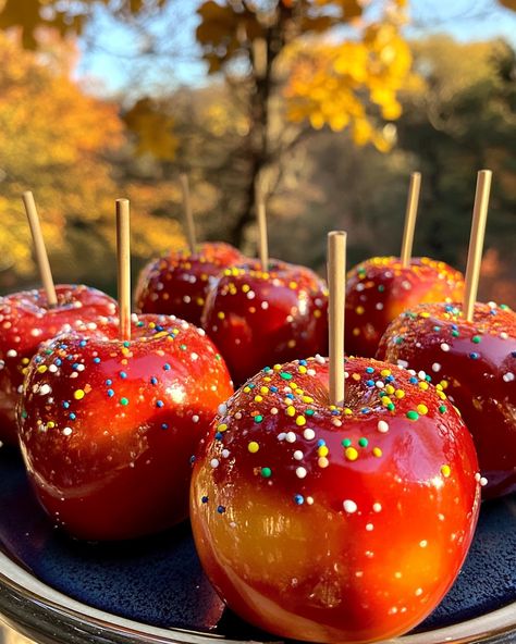 Savanna Sunset Candy Apples 🍏

Ingredients:

🍏 6 small apples  
🍬 2 cups granulated sugar  
💧 1 cup water  
🍯 ½ cup light corn syrup  
🟠 ½ teaspoon orange food coloring  
🔴 Orange Food, Orange Food Coloring, Candy Apples, Granulated Sugar, Corn Syrup, Food Coloring, 2 Cups, 1 Cup, Syrup