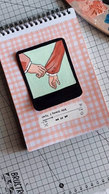 Mini Diary Painting, Drawings To Give To Your Best Friend, Two Friends Aesthetic Drawing, Spotify Cover Drawing, Cute Drawing For Best Friend, A5 Painting Ideas, Song Inspired Drawings, Best Friend Trends, Drawing For Best Friend