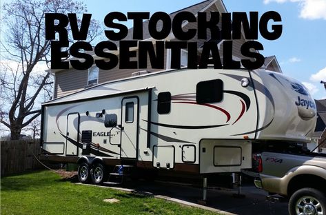 RV Stocking Essentials List - Travel, Rest, Repeat... Camping Essentials List, Camping Bedarf, Motorcycle Camping Gear, Travel Trailer Camping, Camping Gadgets, Rv Tips, Motorcycle Camping, Camping Camper, Rv Accessories