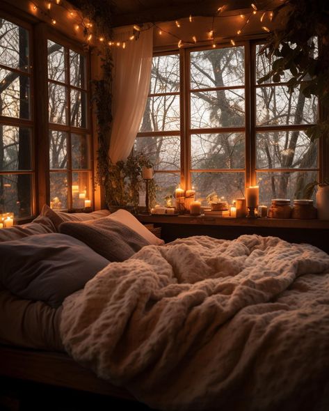 Dark Acedamia Bedroom Cozy, Cabin Home Aesthetic, Cabin Bedroom Ideas Rustic, Comfy Room Decor, Nature Bedroom Aesthetic, Cabin Bedrooms, Koti Diy, Cozy Fall Bedroom, Home Decor Ideas Living Room