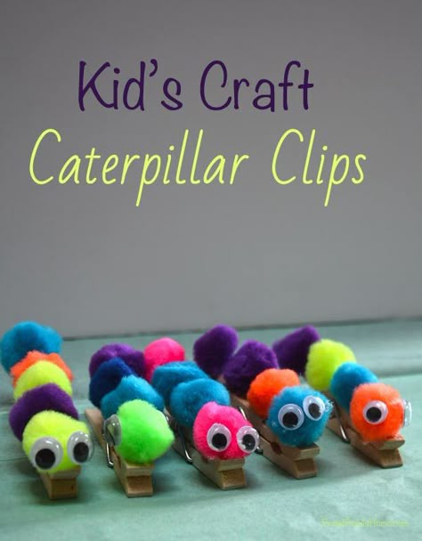 A fun craft to keep the kids busy. This is an easy and inexpensive craft for the kids to make. They're Caterpillar Clips. Kids Crafts To Sell, Pin Crafts, Clothes Pin Crafts, Crafty Moms, Childrens Crafts, Easy Crafts For Kids, Easy Diy Crafts, Summer Crafts, Easy Kids