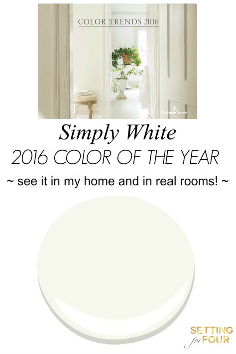 It's been announced! Learn the new decorating trends for paint color. See Benjamin Moore Color of the Year 2016 Simply White in my home and in real rooms! Soothing Bedroom Colors, White Paint Color, Soothing Bedroom, Interior Paint Colors Schemes, Paint Color Inspiration, Benjamin Moore Colors, Simply White, Interior Paint Colors, Paint Colors For Home