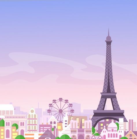 Skyline Background, Paris Background, Paris View, Library Book Displays, Paris Illustration, France City, Romantic Paris, Typography Poster Design, Flat Style