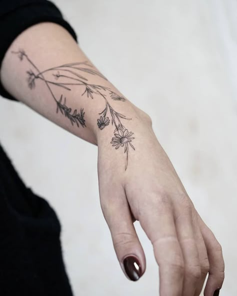 Herb Sleeve Tattoo, Flowers With Roots Tattoo, Flower With Roots Tattoo, Herbs Tattoo, Herb Tattoo, Yarrow Plant, Roots Tattoo, Simple Tats, Garden Tattoos