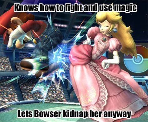 Super Mario Memes, Princess Peach Cosplay, Super Smash Bros Memes, Mario Memes, Smash Bros Funny, Video Game Logic, Super Smash Bros Brawl, Stockholm Syndrome, Princesa Peach