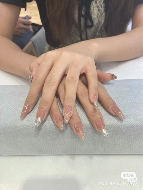 pink nude nails inspo Douyin Summer Nails, White Douyin Nails, Pink Douyin Nails, Nude Nails Inspo, Long Nude Nails, Pink Nude Nails, Nails Douyin, Douyin Nails, Pink Nail Inspo