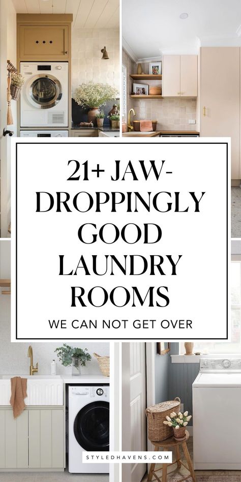 Searching for cute laundry room ideas for your dream laundry room? These modern laundry room ideas are literally *so-good* and hand-picked - whether you're looking more for laundry room design inspiration, or a laundry room decor must-haves, these laundry rooms will be sure to inspire you! (SAVE to your HOME DECOR board for later!) Utility Room Must Haves, Laundry Room Natural Light, Boho Farmhouse Laundry Room, Laundry Room 2024, Laundry Room Decor Inspiration, Laundry Room Must Haves, Laundry Room Layout Ideas, Decor For Laundry Room, Modern Laundry Room Ideas