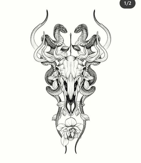 Pieces Zodiac Tattoo, Tattoo Black Women, Thigh Piece Tattoos, Stomach Tattoos Women, Tattoo Line, Snake Tattoo Design, Pieces Tattoo, Animal Skull, Gothic Tattoo