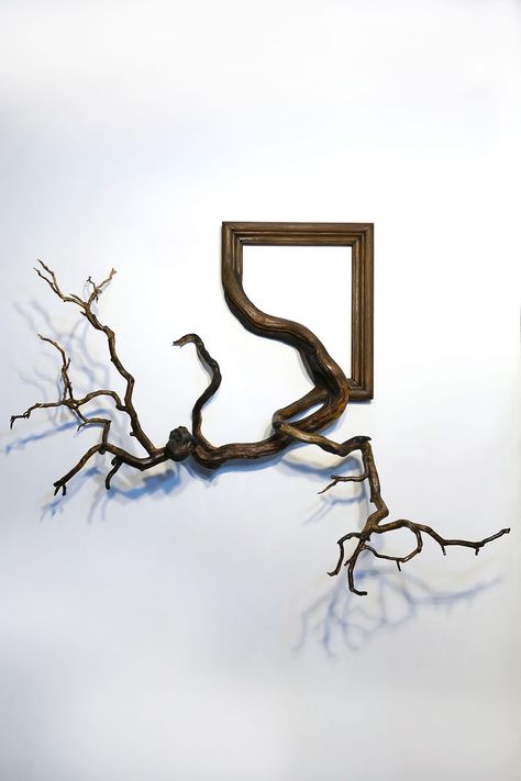 New Fusion Frames by Darryl Cox Fuse Gnarled Tree Roots with Ornate Picture Frames Gnarled Tree, Organic Sculpture, Ornate Picture Frames, Wood Branch, Colossal Art, Metal Tree Wall Art, Vintage Picture Frames, Tree Roots, Metal Tree