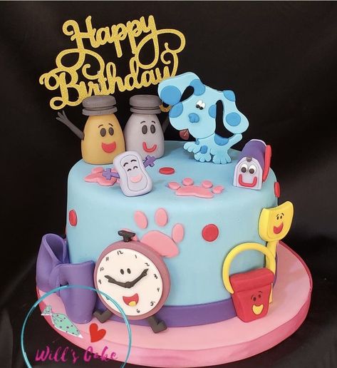 Blues Clues Paw Print Cake, Blues Clues Cake Ideas, Blue Clues Birthday Cake, Blues Clues Cake 1st Birthdays, Blues Clues 3rd Birthday Party, Blues Clues Second Birthday Party, Blues Clues Birthday Party Girl, Blues Clues First Birthday, Blue Clues Birthday Party Ideas