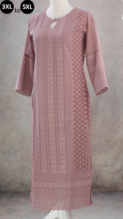 Georgette Chikankari Kurta, Jeans Kurti, Kurti With Jeans, Kurti Sleeves, Chikankari Work, Stylish Kurtis Design, Chikankari Kurta, Chikankari Kurti, Women Cotton Dress