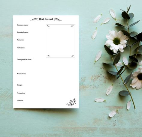 Herb Journal Template Free, Herb Journal Template, Free Herb Printables, Doctor Supplies, Herbal Monographs, Herbal Journal, Herb Journal, Apothecary Ideas, Journal Printables Free