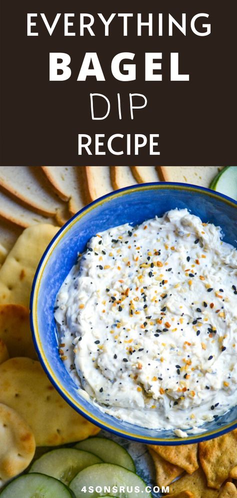 Everything bagel dip takes the bold flavor of your breakfast favorite and turns it into a luscious spread. This creamy dip pairs perfectly with chips, crackers or veggies for a yummy, easy snack! #bagel #dip #breakfast #snack Everything Bagel Dip, Bagel Dip, Simple Appetizer, Bagel Chips, Cheese Chips, Spend With Pennies, Homemade Bagels, Veggie Dip, Cream Cheese Recipes