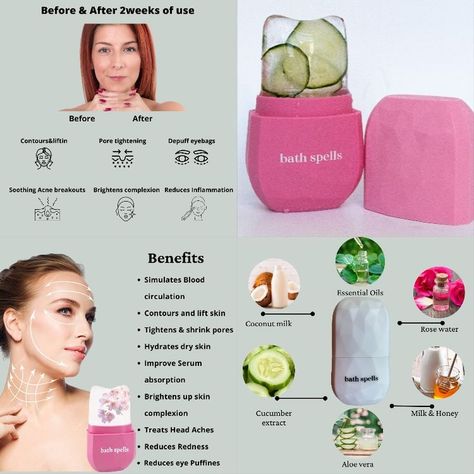 benefits of using ice rollers and new addition to your skincare routine! Bath Spells, Essential Oil For Circulation, Ice Facial Roller, Ice Roller For Face, Facial Routine Skincare, Ice Facial, Roller For Face, Facial Routines, Diy Skin Care Recipes