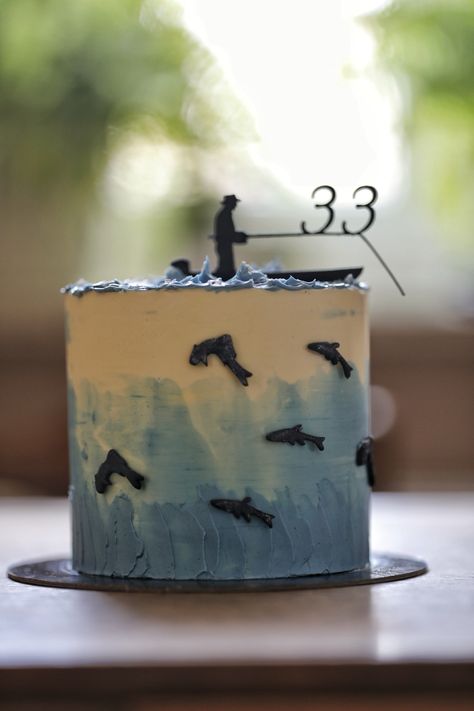 Cake, art, cake art, artistic cake, birthday cake Cake Fisherman Birthday, Fisherman Cake Ideas, Fly Fishing Cakes For Men, Birthday Cake For Fisherman, Fly Fishing Cake, Fishing Cakes For Men Fisherman, Cake For 14th Birthday Boy, Cake For Fisherman, Fishing Cakes For Men Birthdays