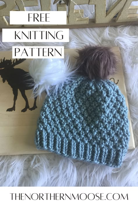 Seed Stitch Hat, Free Knit Pattern, Easy Knit Hat, Beanie Knitting Patterns Free, Stitch Hat, Knit Beanie Pattern, Knitting Patterns Free Sweater, Hat Patterns Free, Yarn Hats