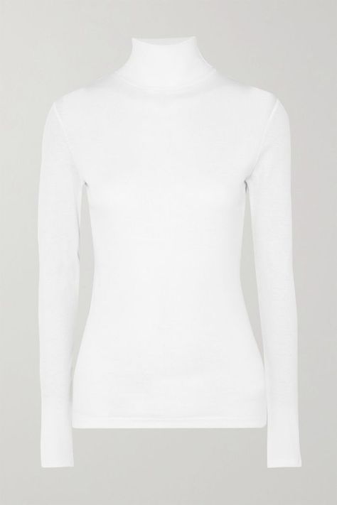 Ninety Percent Kaye Ribbed Organic Cotton-Jersey Turtleneck Top Fall Winter Capsule Wardrobe, Capsule Wardrobe Checklist, Jersey Turtleneck, Winter Capsule Wardrobe, White Turtleneck, Turtleneck Top, Fall Fashion Trends, Turtle Neck Top, Look Chic